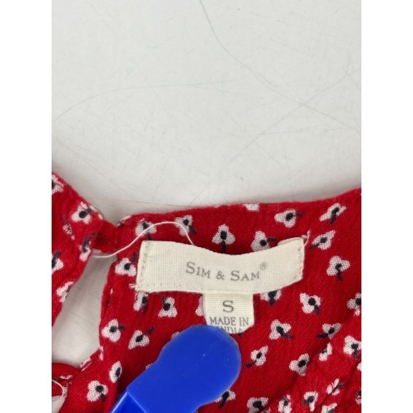 Sim & Sam Women's Red Sleeveless Ruffle Top Blouse Ruffles Peasant Shirt Small - Picture 3 of 7